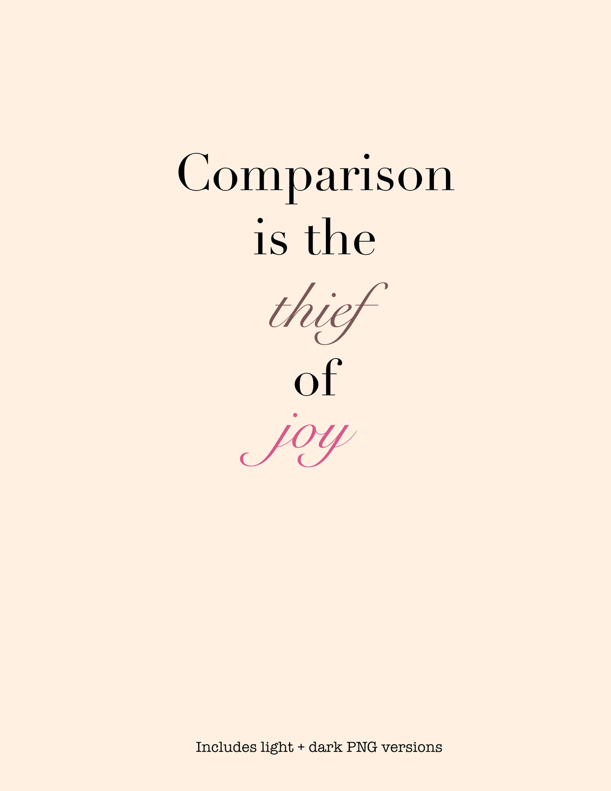 Comparison Is the Thief of Joy | Inspirational PNG Design